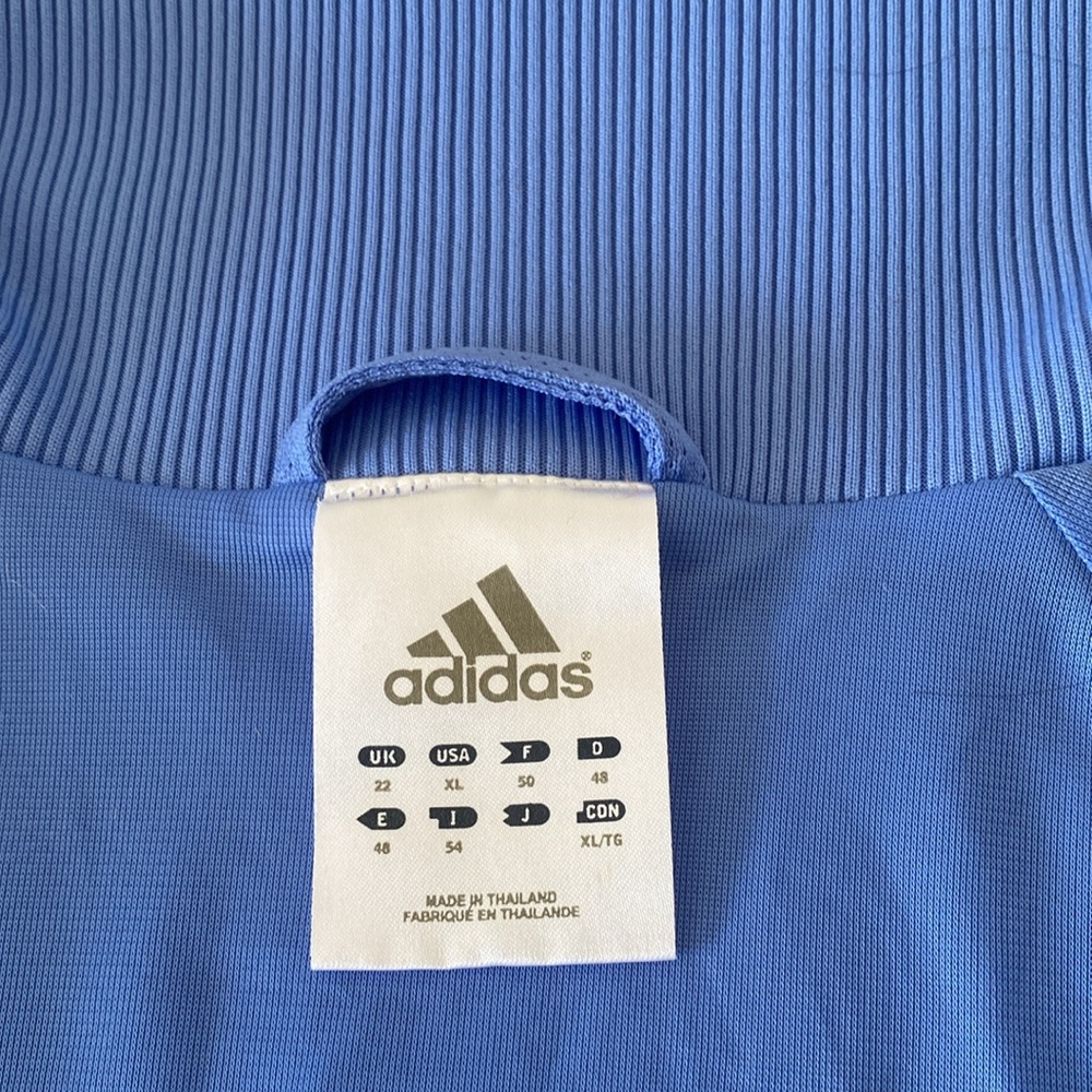 Adidas Track Blue Jacket  Zipper 3 Stripes Elastic Trim Lightweight Women`s XL - Picture 6 of 7